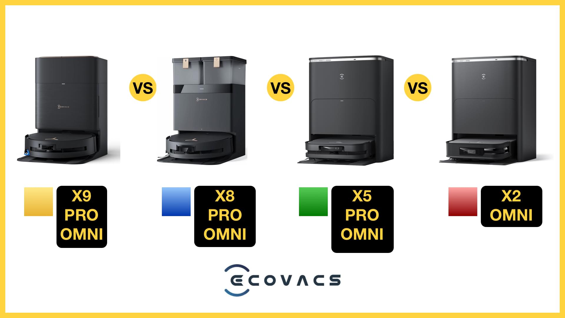 Ecovacs DEEBOT X9 PRO OMNI vs X8 PRO OMNI vs X5 PRO OMNI vs X2 OMNI