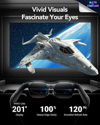 RAYNEO Air 2s AR/XR Glasses - 4 Speakers, 201" 120Hz 5000 Nits FHD OLED Display, AR XR Video Gaming Glasses, Smart Glasses for iPhone 16,15/Android/MAC/Switch/PS5/SteamDeck, Gift Ideas - 2024 New